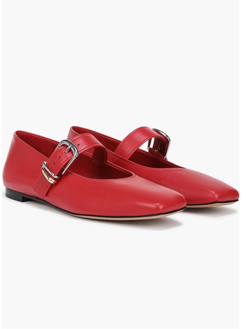 VINCE Daniela Red Leather Mary Jane Flats w/ Buckle Women's 7